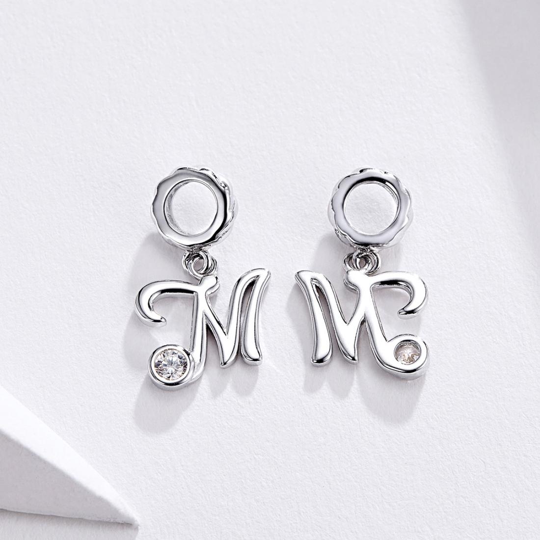 925 Sterling Silver Personalized Letter Pendant For Diy Bracelets And Necklaces Style - M 4