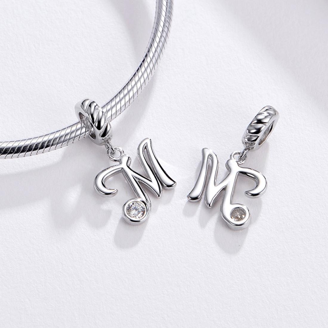 925 Sterling Silver Personalized Letter Pendant For Diy Bracelets And Necklaces Style - M 5