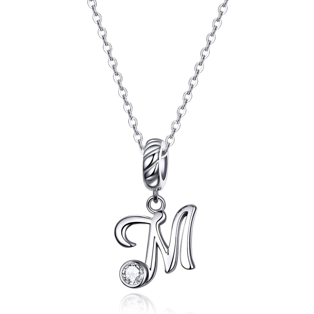 925 Sterling Silver Personalized Letter Pendant For Diy Bracelets And Necklaces Style - M 7