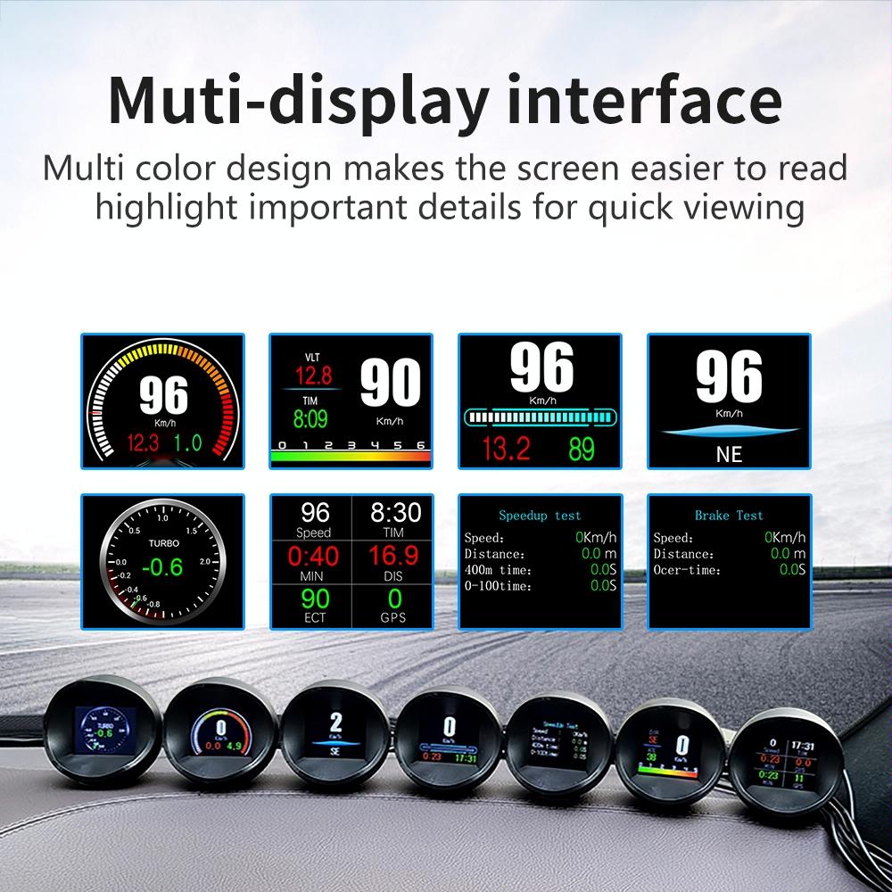 Car Hud Head Up Display Obd2 + Gps Mode Water Temp Speed Voltage Fuel Speed Alarm 8