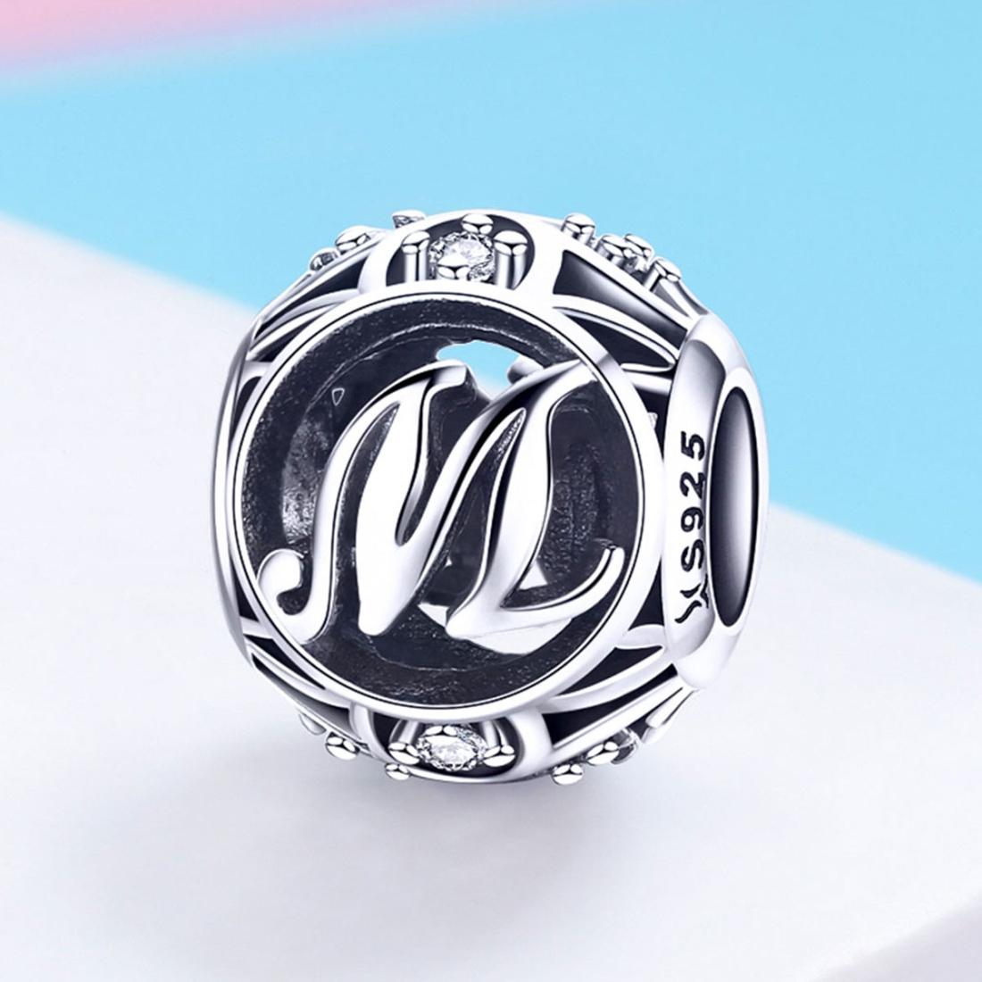 925 Sterling Silver 26 English Letter Beads For Diy Bracelets & Necklaces Style - M 3