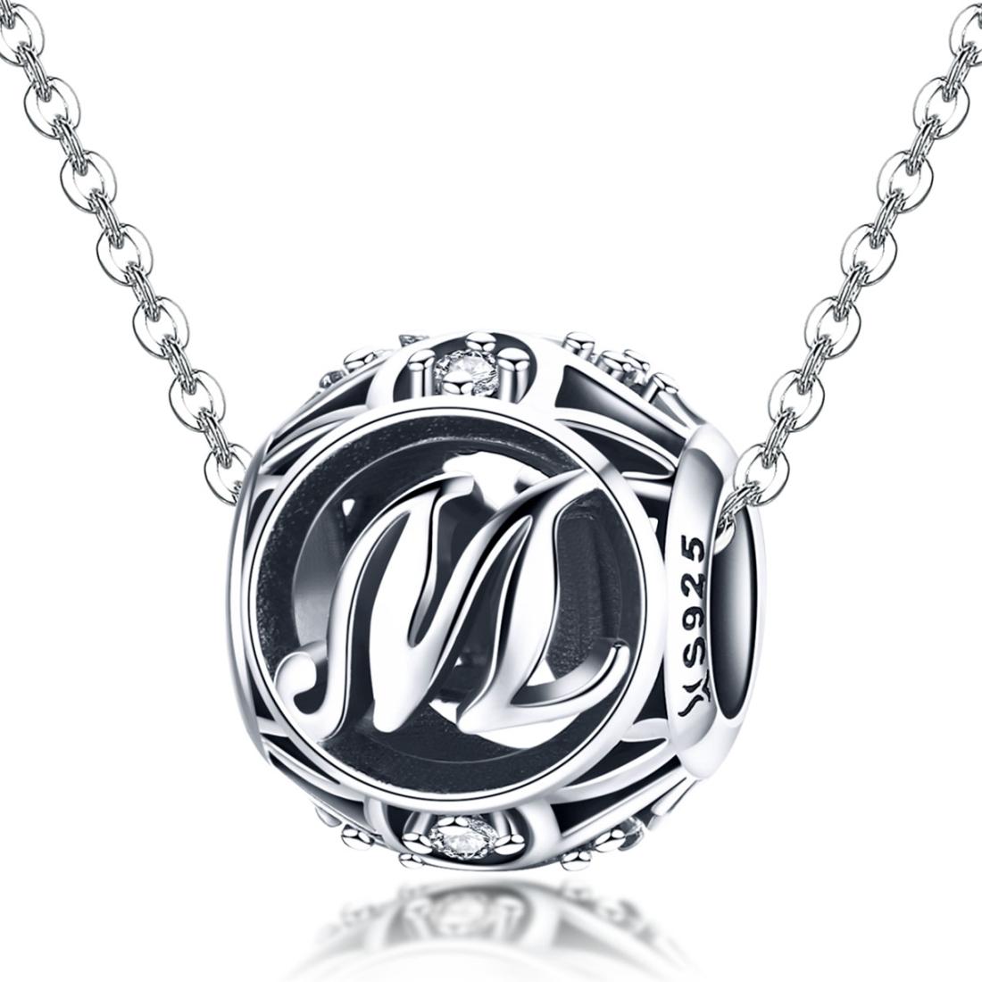 925 Sterling Silver 26 English Letter Beads For Diy Bracelets & Necklaces Style - M 4