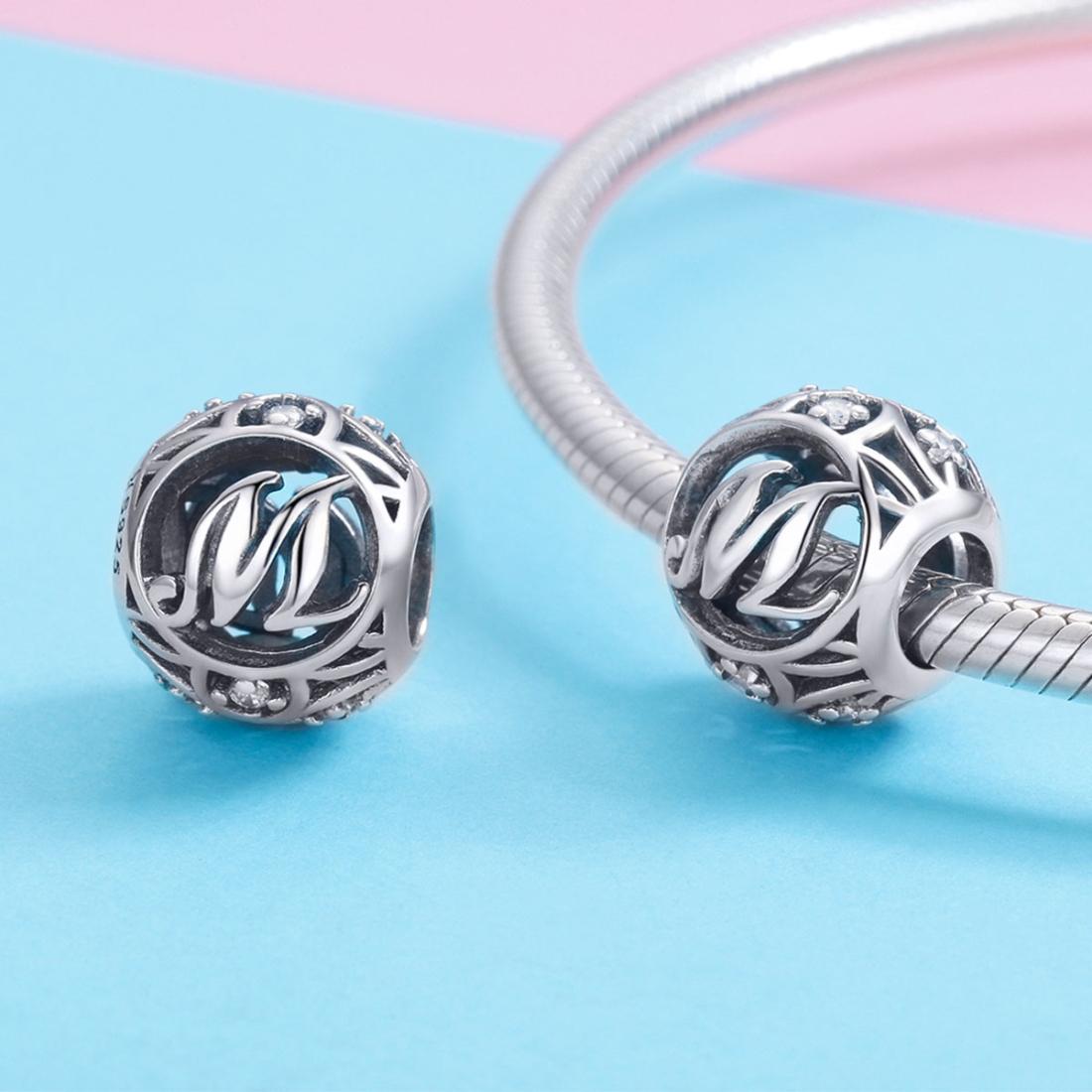 925 Sterling Silver 26 English Letter Beads For Diy Bracelets & Necklaces Style - M 5