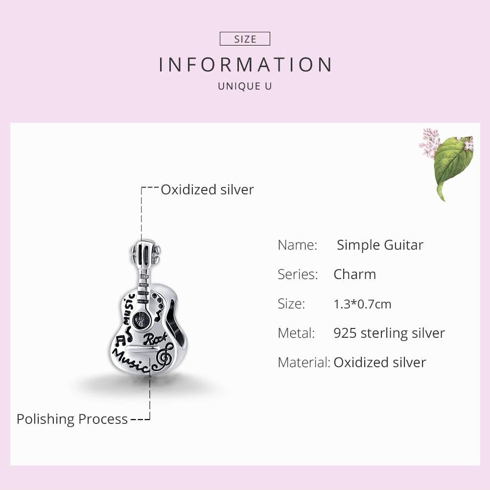 925 Sterling Silver Guitar Beads For Diy Bracelets & Necklaces 5