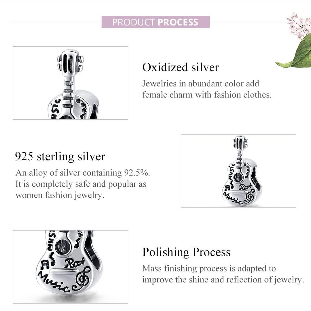 925 Sterling Silver Guitar Beads For Diy Bracelets & Necklaces 6