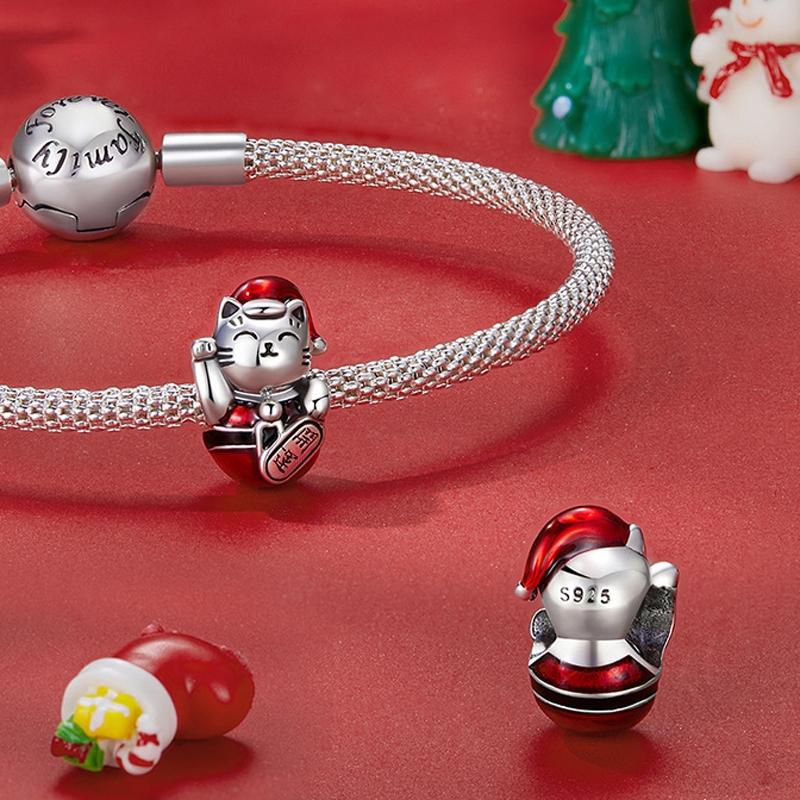 925 Sterling Silver Christmas Bead For Diy Accessories 4