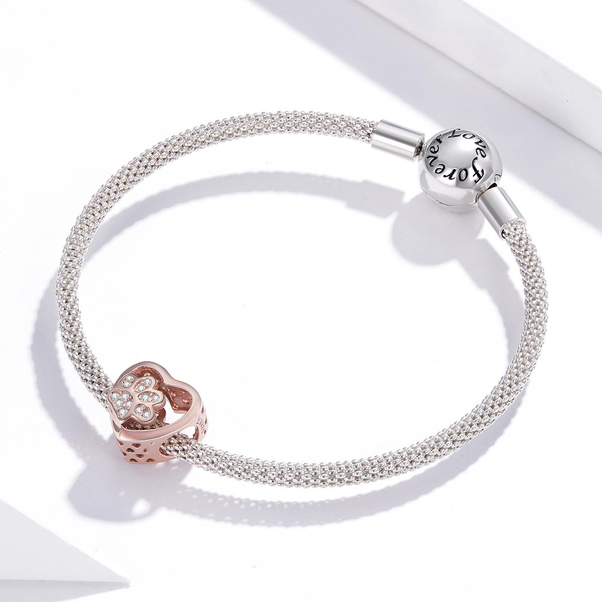 925 Sterling Silver Pet Paw Print Beaded Bracelet - Silver 7