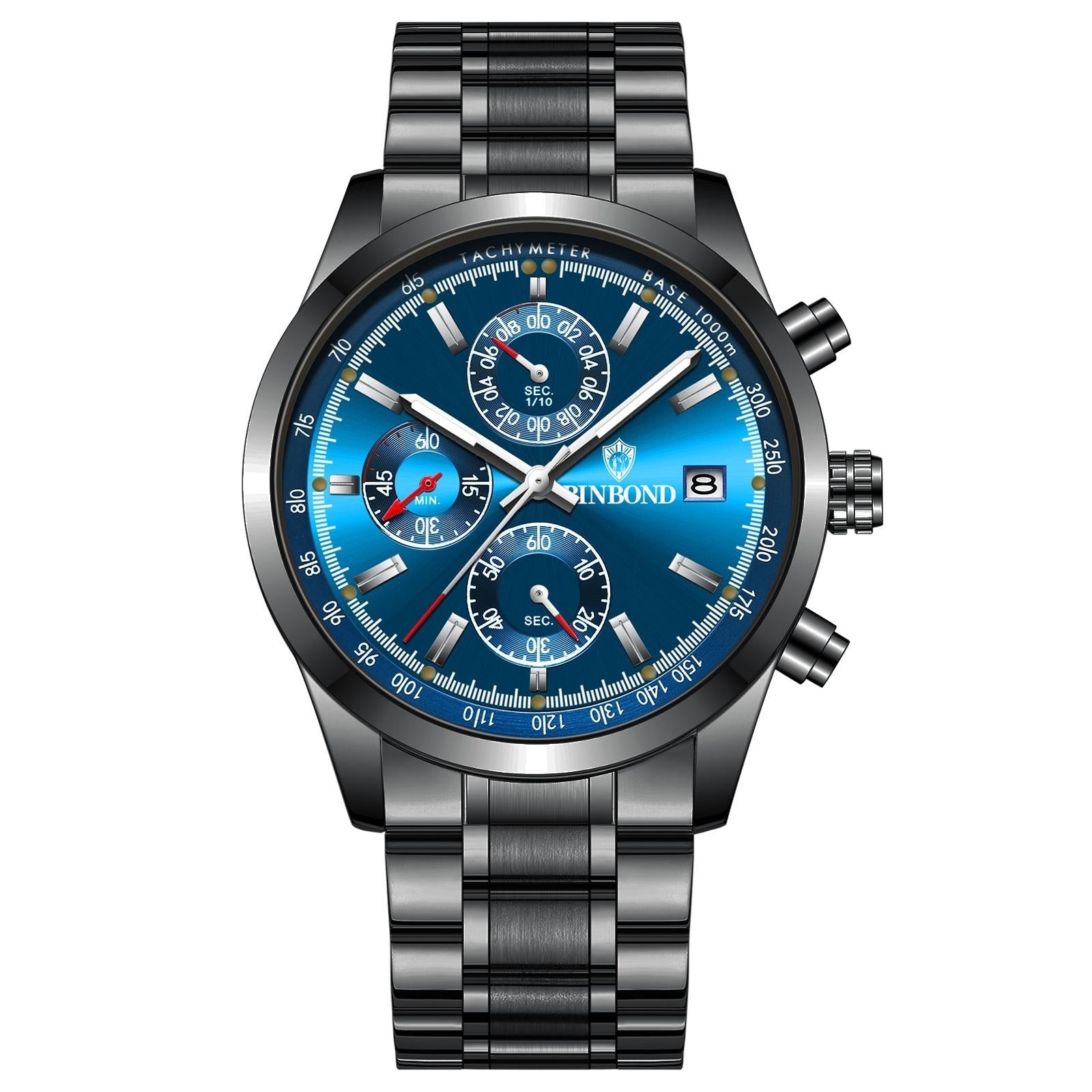 Waterproof Luminous Quartz Watch - Multifunctional 30m - Inter-Gold-Blue 14