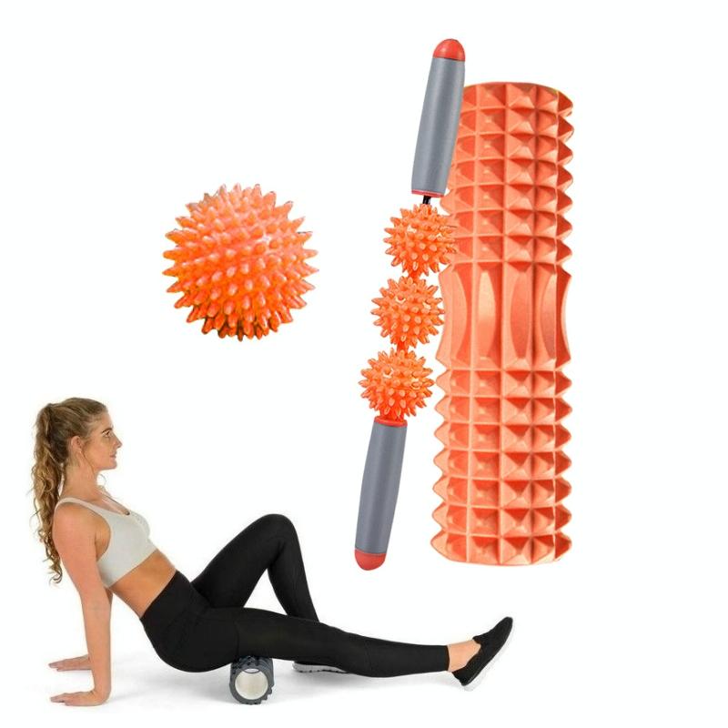 3-In-1 Eva Foam Roller Set 33Cm Length Orange Crescent