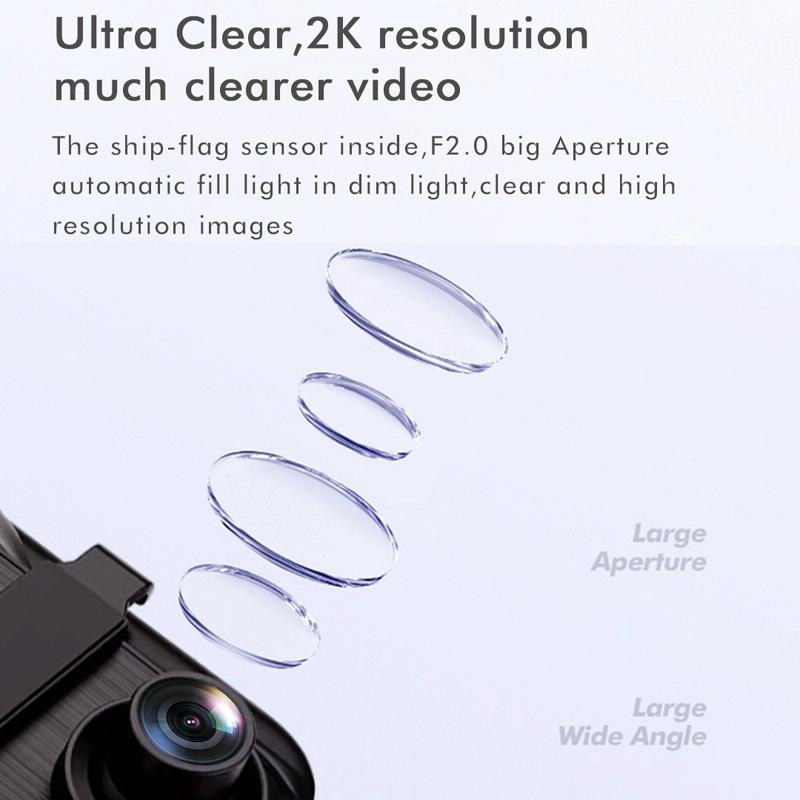 Large 9.66 Dual-record Driving Recorder with 2k Touch Screen and Parking Video Reversing Image 5