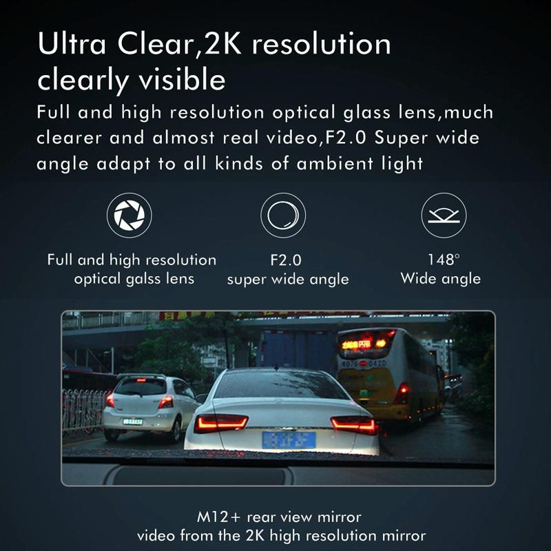 Large 9.66 Dual-record Driving Recorder with 2k Touch Screen and Parking Video Reversing Image 7
