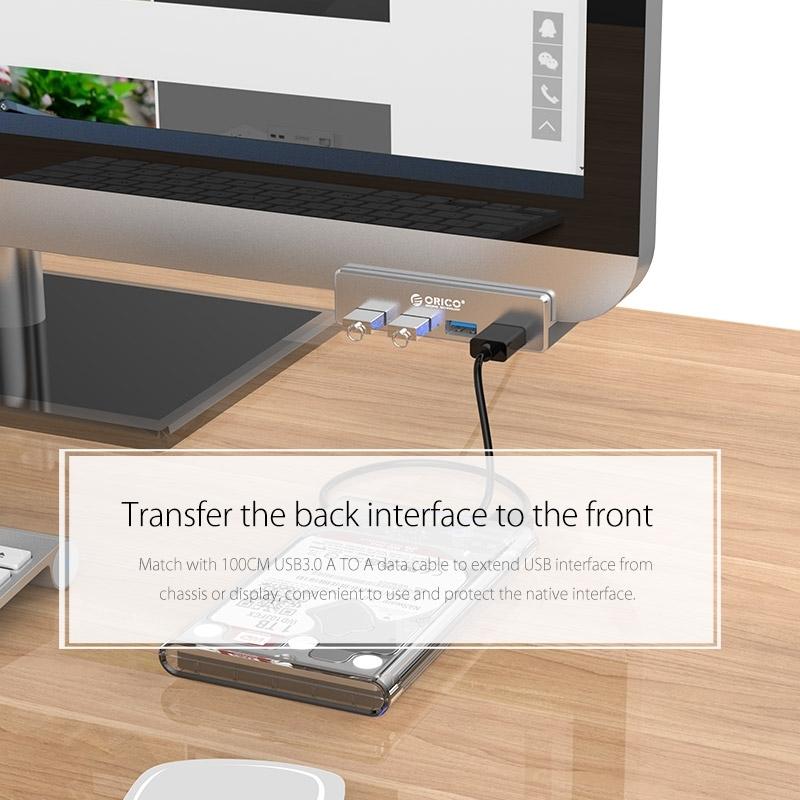 Aluminum 4-Port Usb 3.0 Clip Hub With 1M Cable - Pc1123 9