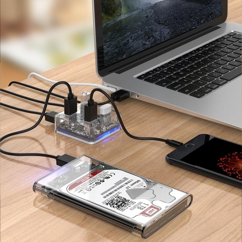 Transparent Usb 3.0 Desktop Hub + 30Cm Micro Usb Cable 5