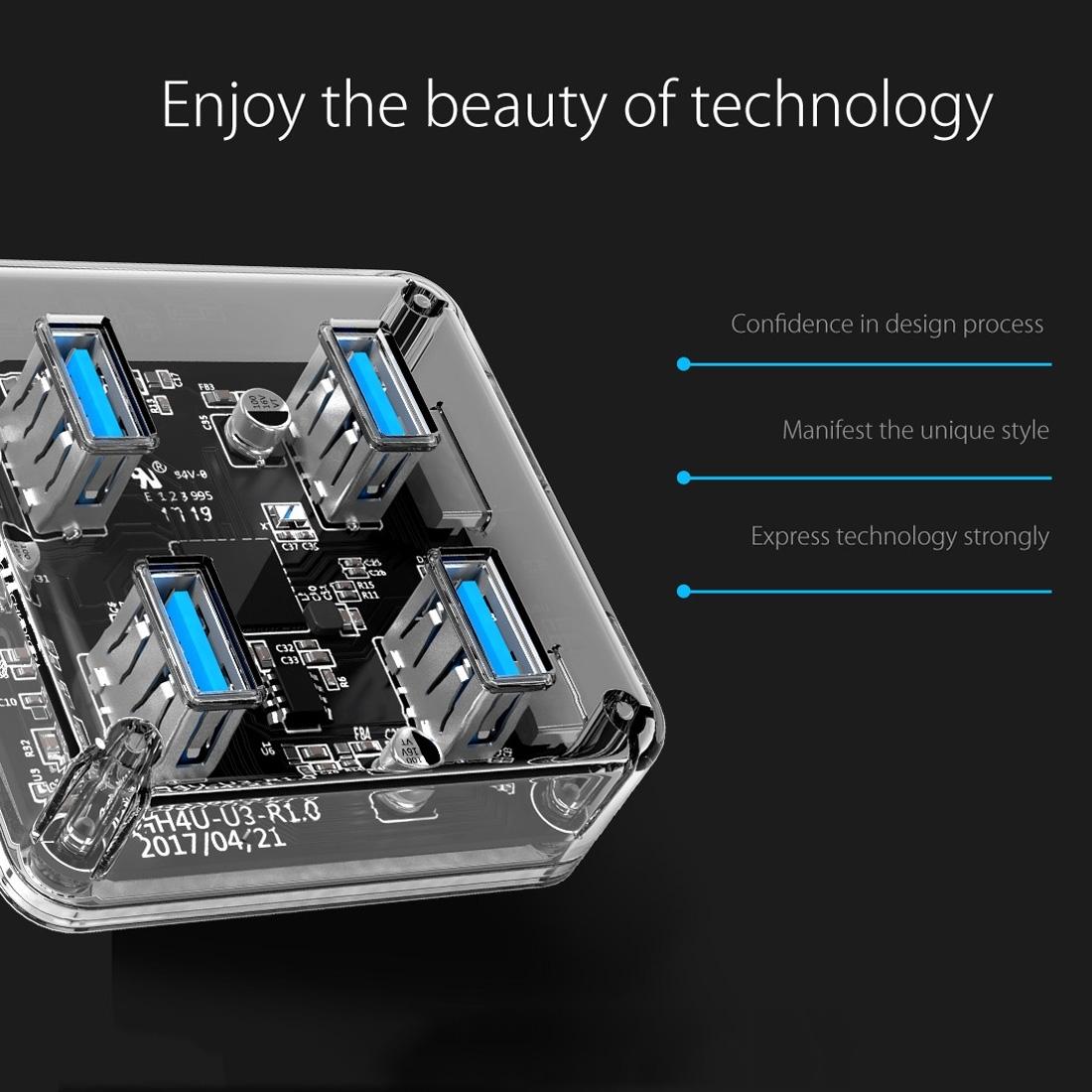 Transparent Usb 3.0 Desktop Hub + 30Cm Micro Usb Cable 13