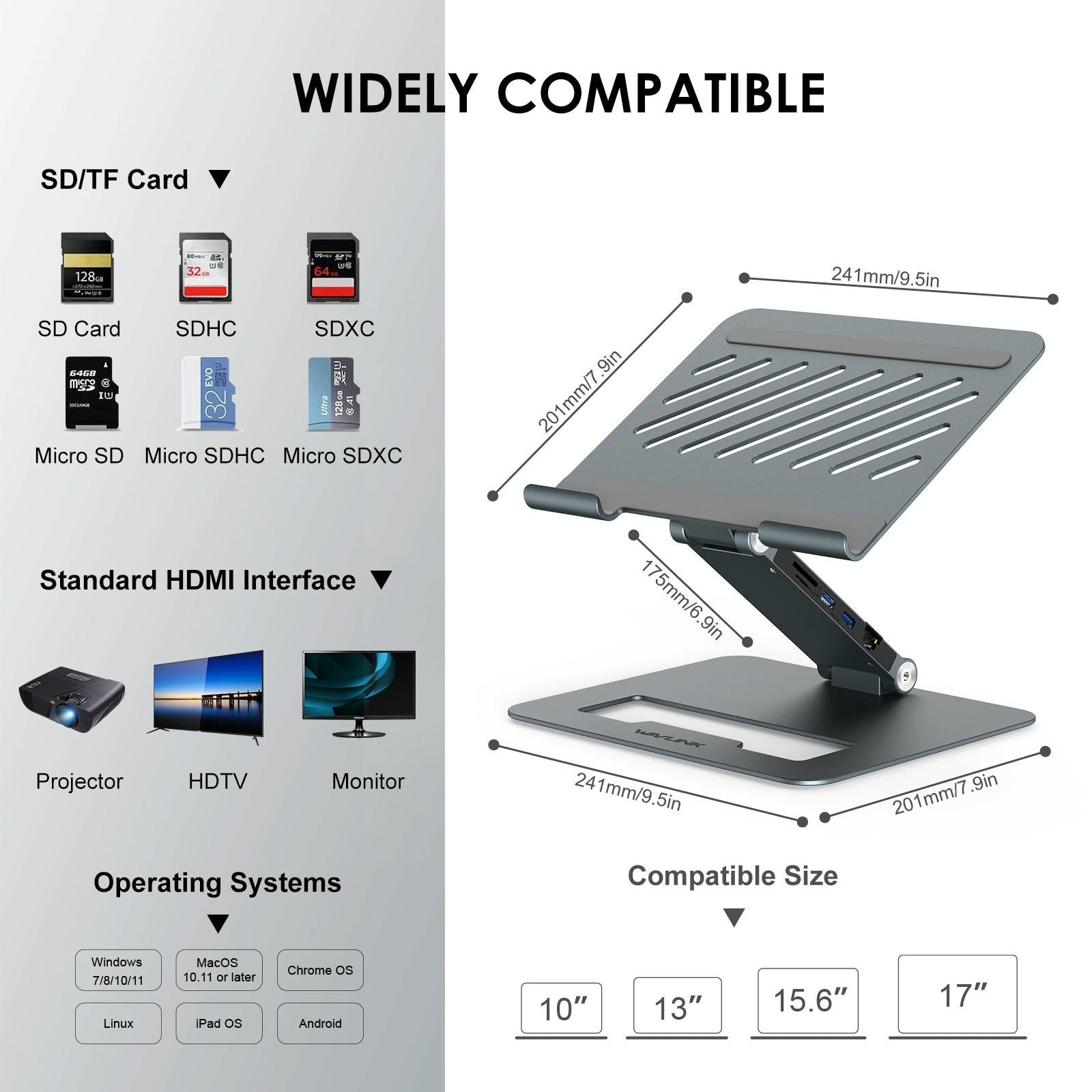 Adjustable Aluminum Laptop Stand with Type-c Docking Station 5