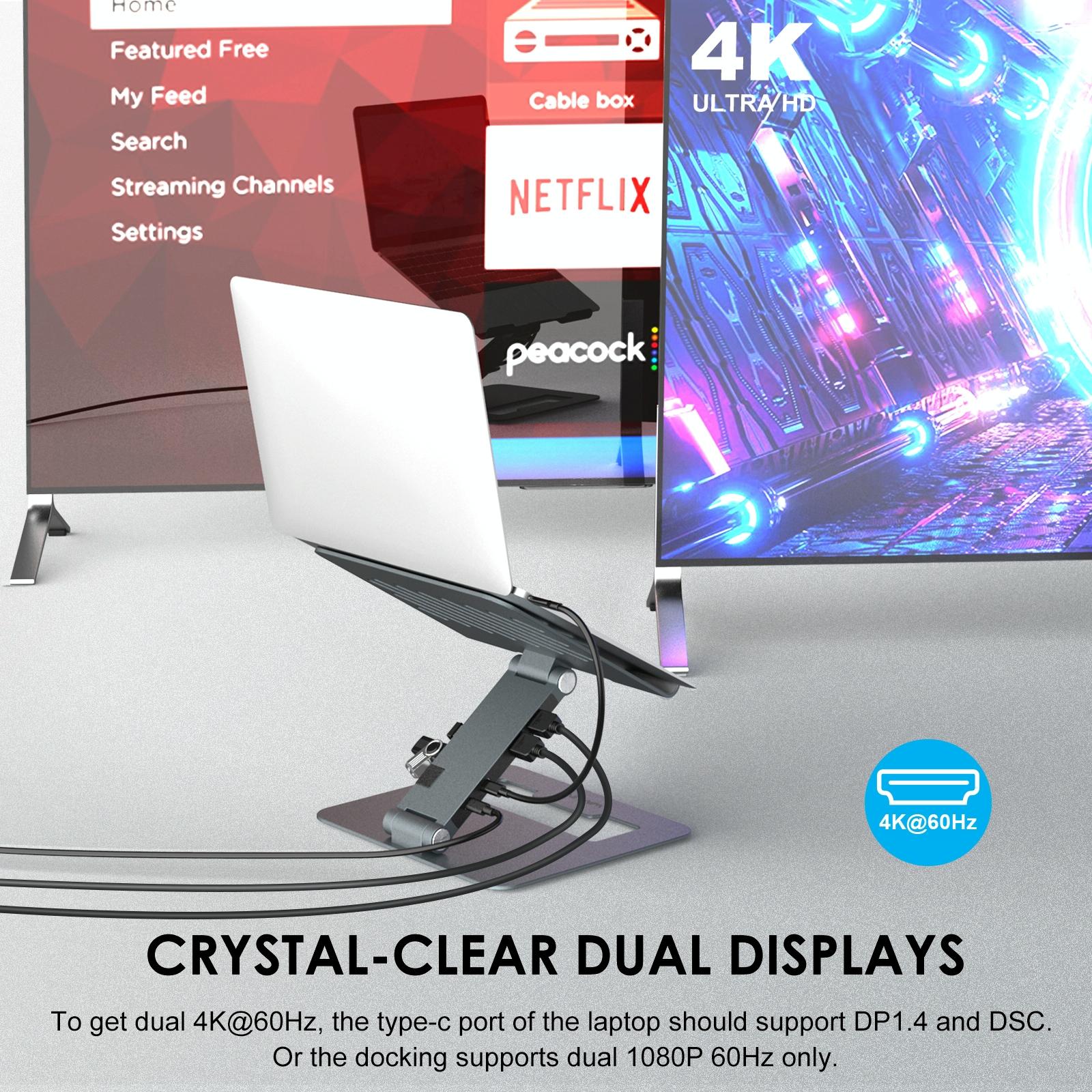 Adjustable Aluminum Laptop Stand with Type-c Docking Station 6