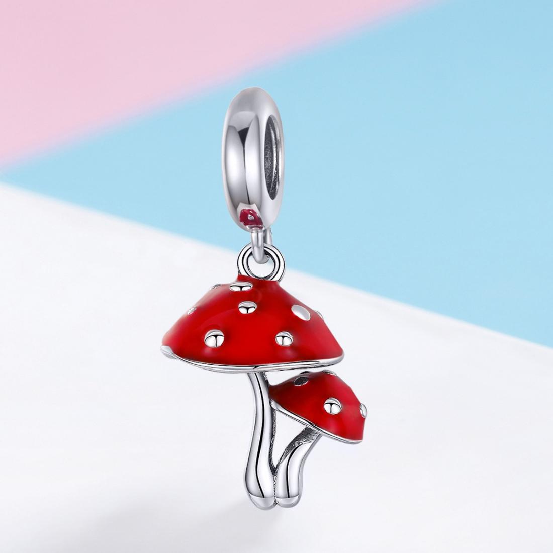 925 Sterling Silver Small Mushroom Bracelet Charms Diy Accessories 3