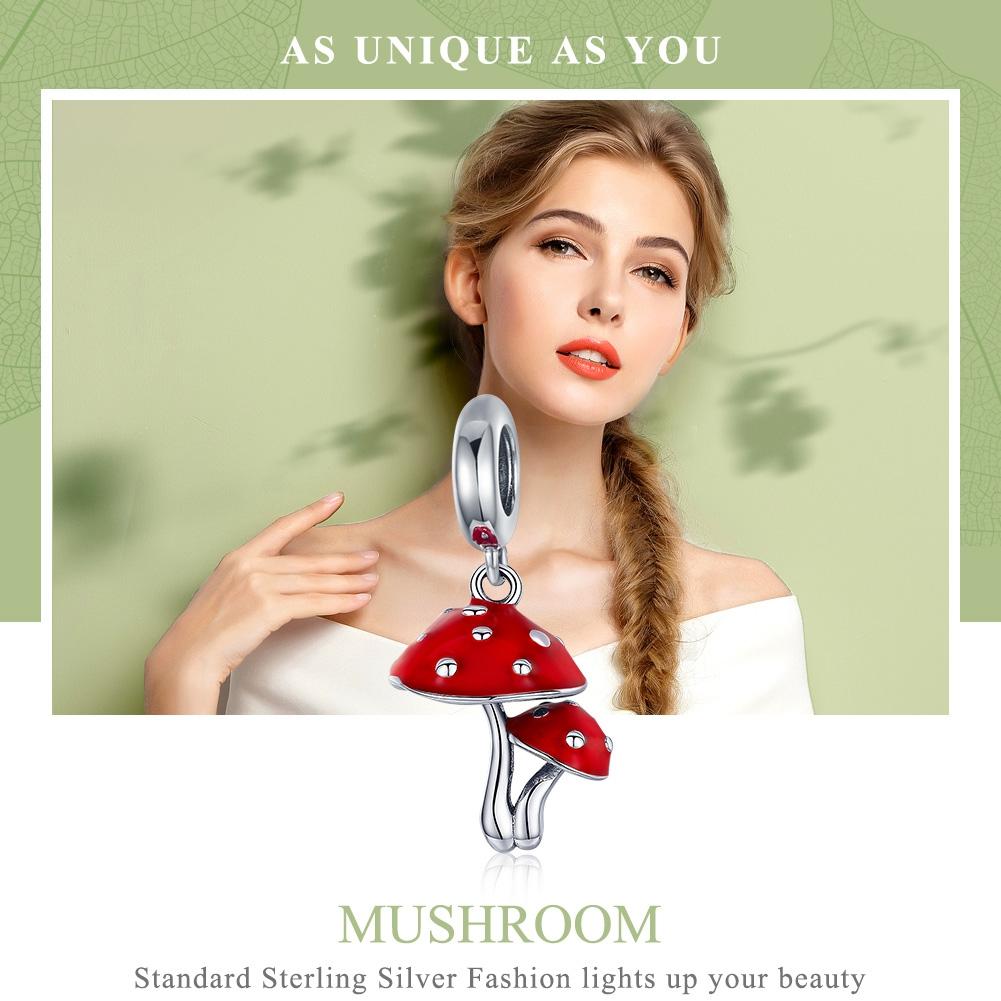 925 Sterling Silver Small Mushroom Bracelet Charms Diy Accessories 4