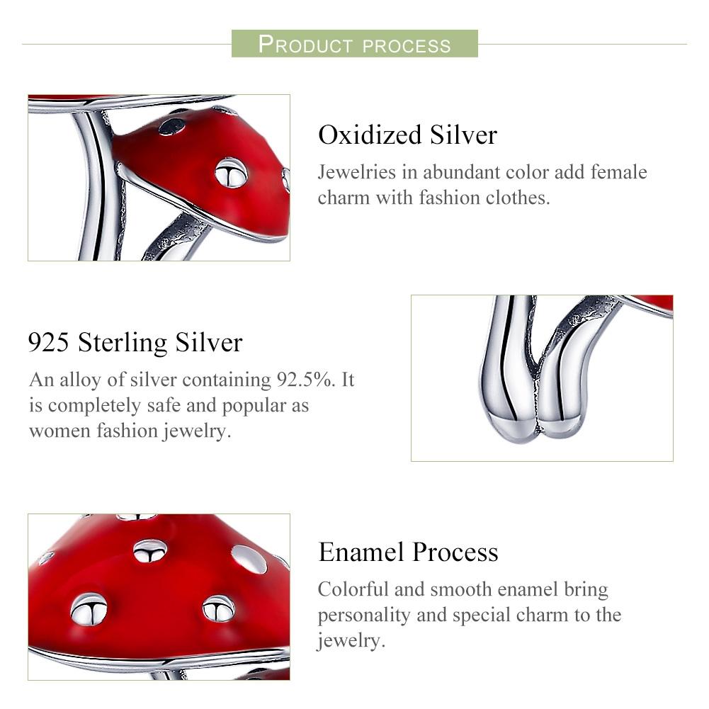 925 Sterling Silver Small Mushroom Bracelet Charms Diy Accessories 5