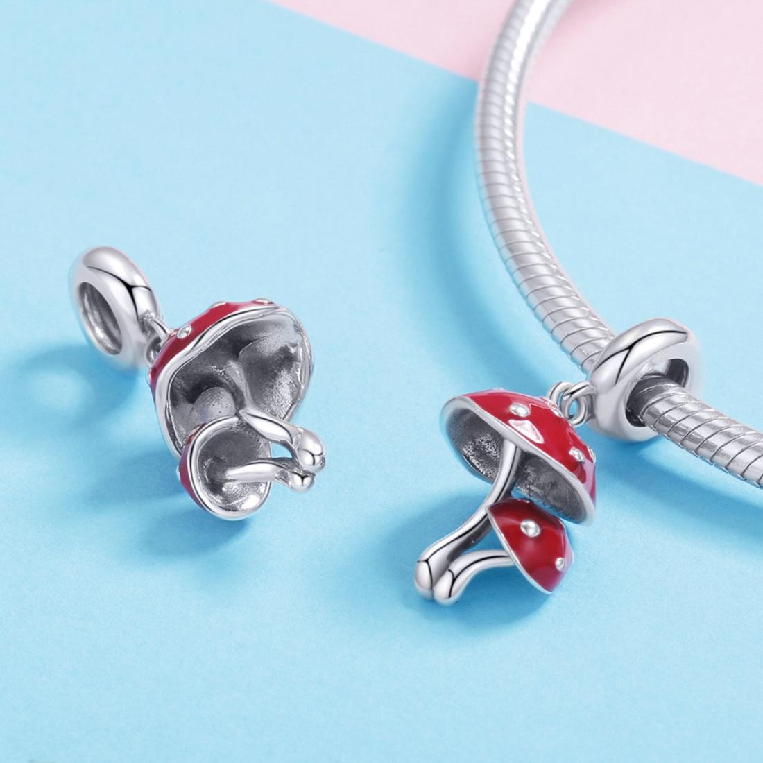 925 Sterling Silver Small Mushroom Bracelet Charms Diy Accessories 7