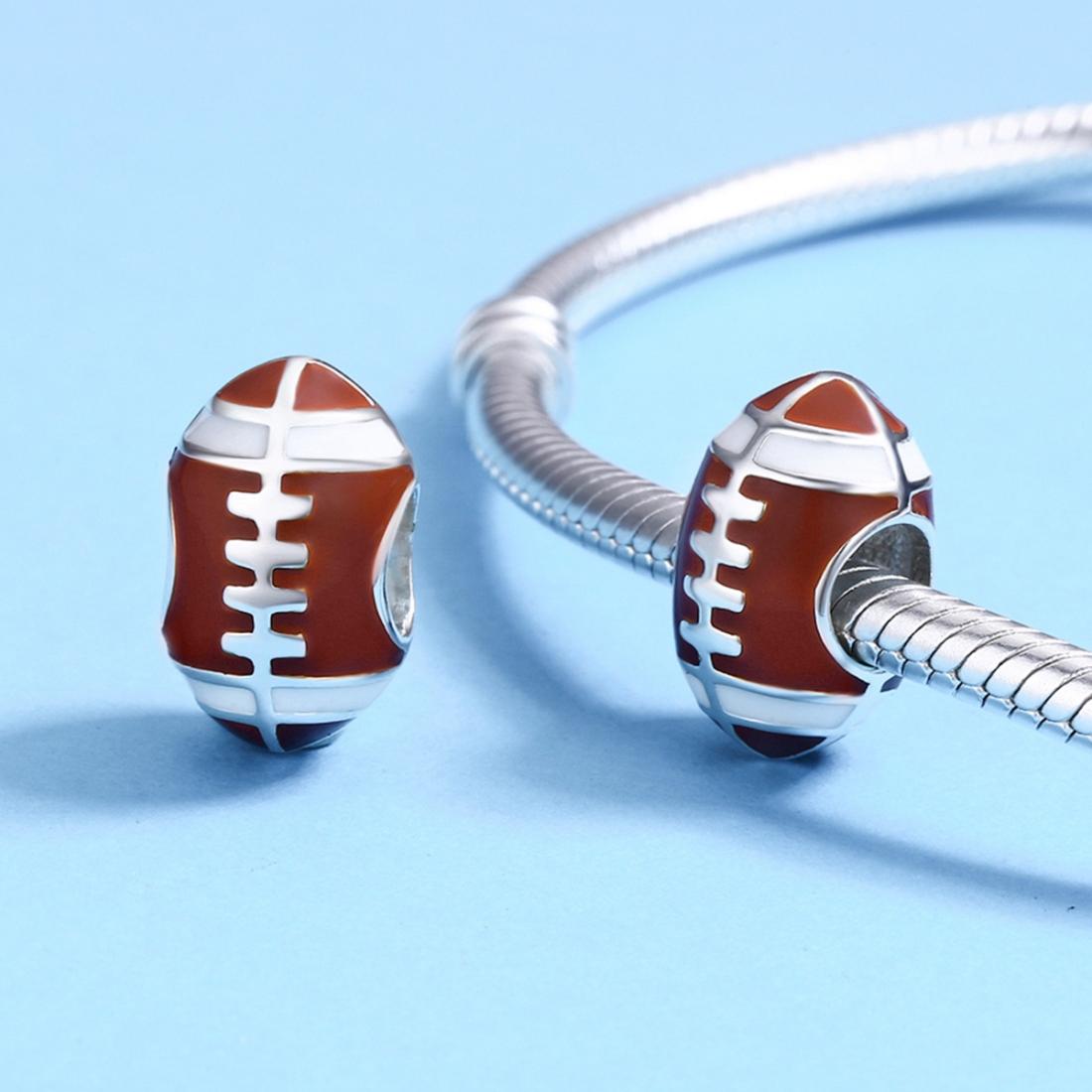 925 Sterling Silver Diy Rugby Ball Charms 6