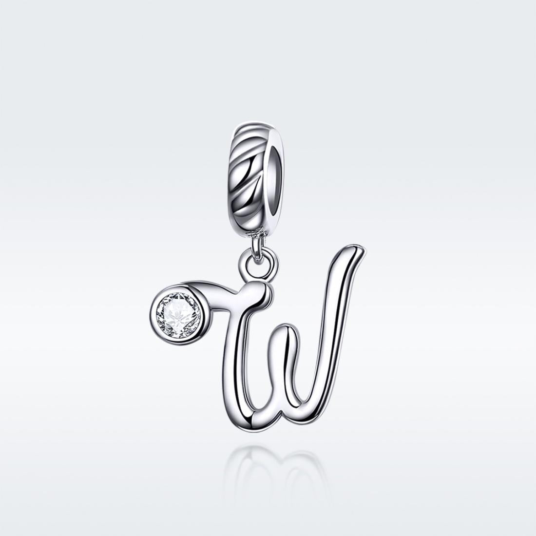 925 Sterling Silver Personalized Letter Pendant For Diy Bracelets & Necklaces Style - W 3