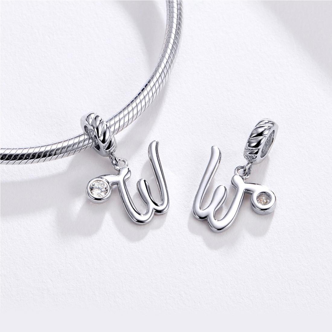 925 Sterling Silver Personalized Letter Pendant For Diy Bracelets & Necklaces Style - W 5