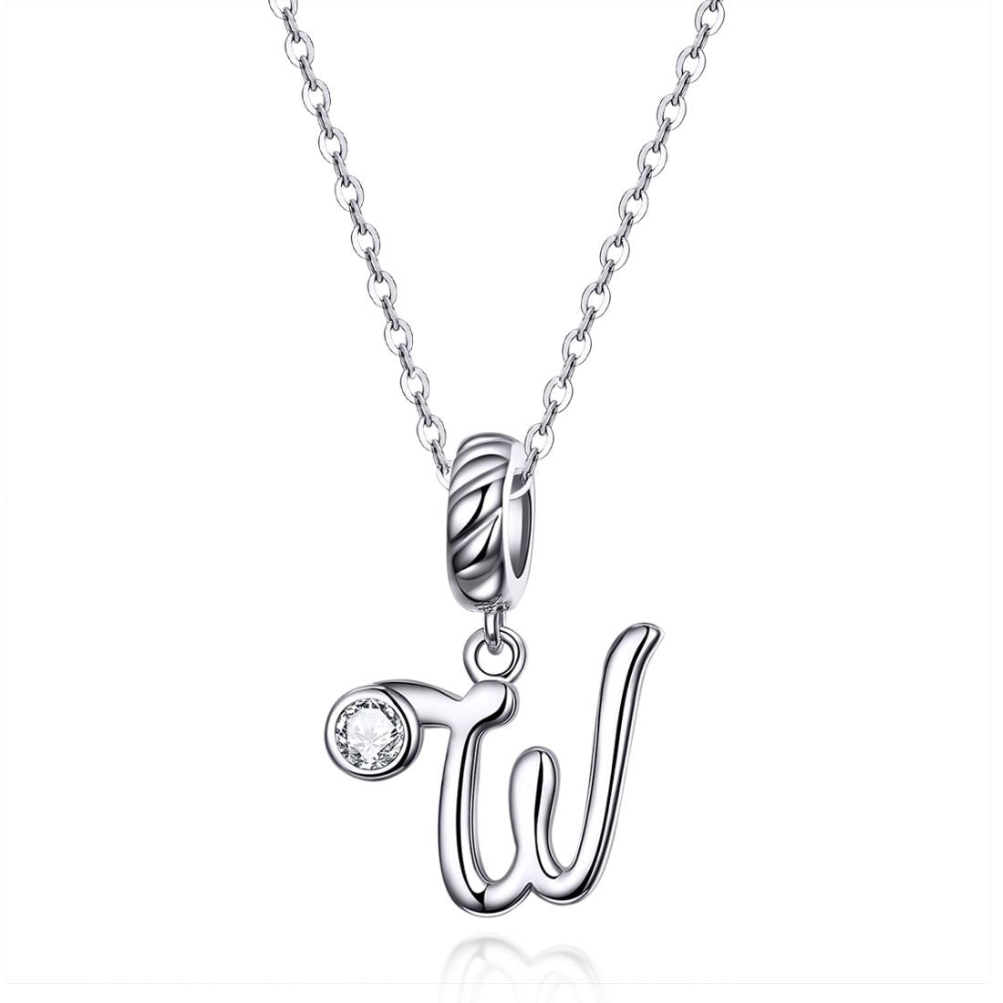 925 Sterling Silver Personalized Letter Pendant For Diy Bracelets & Necklaces Style - W 7