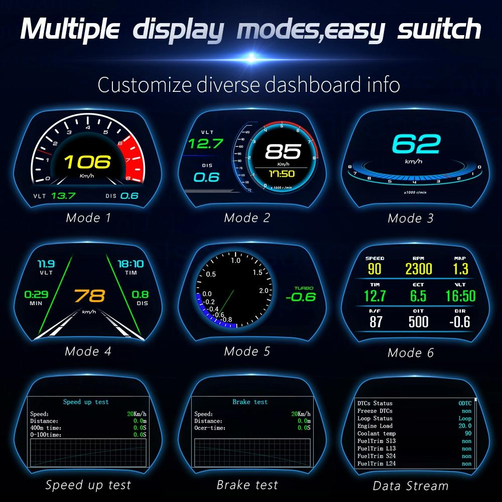 Car Hud Head Up Display Gps Speed Meter Obd2 Fault Code Eliminator 4