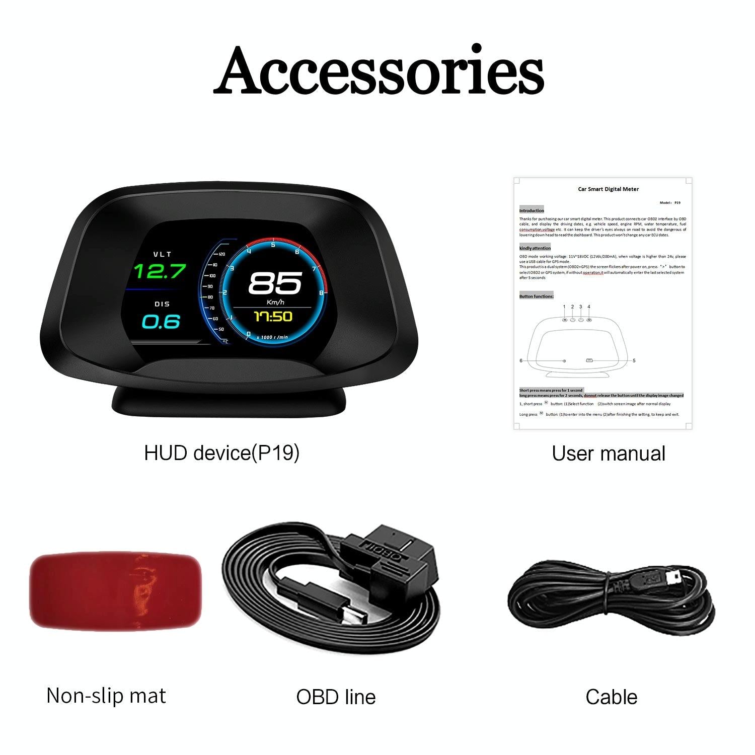 Car Hud Head Up Display Gps Speed Meter Obd2 Fault Code Eliminator 7
