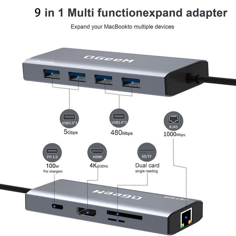 9-In-1 Usb-C Docking Station Hdmi Rj45 Pd Usb 3