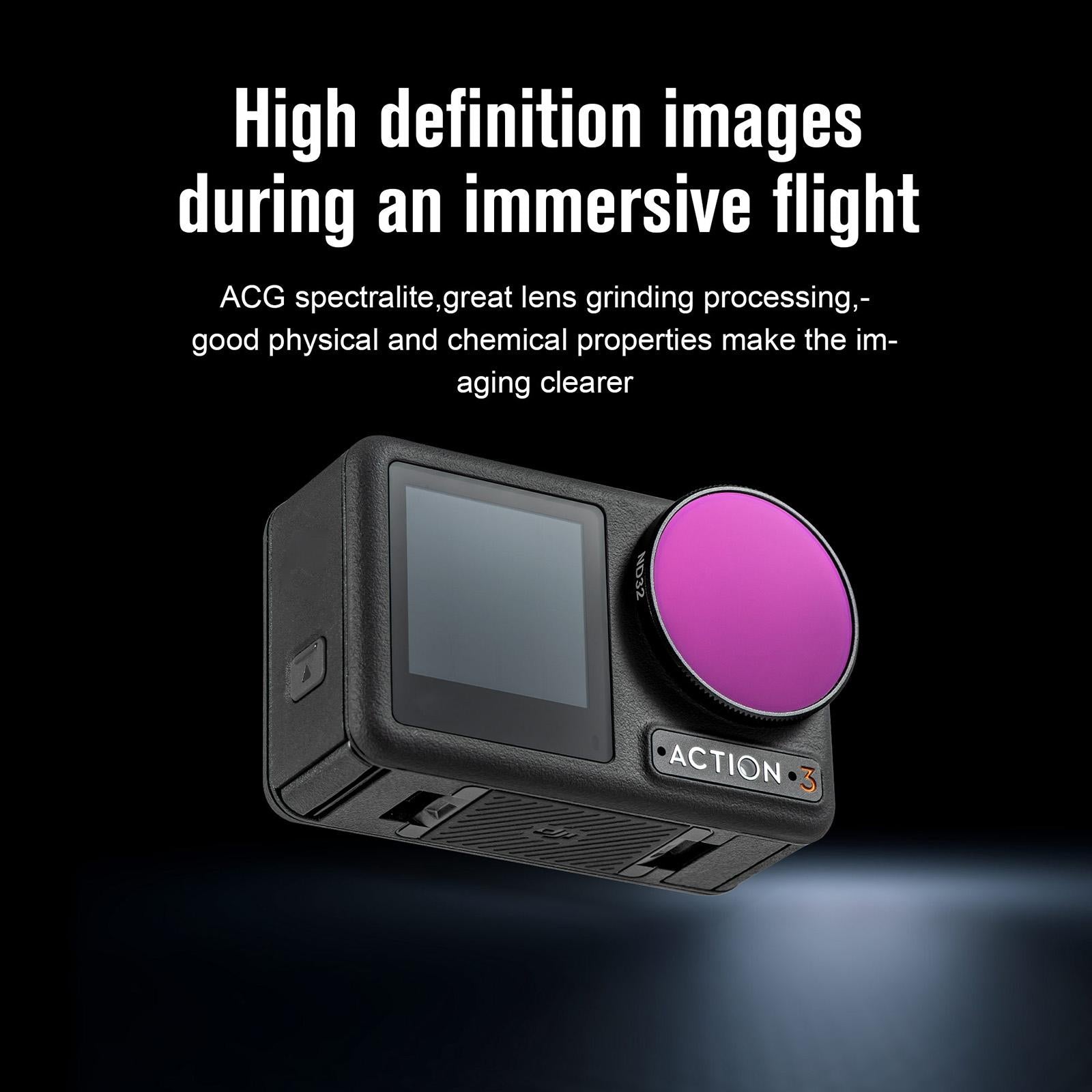 4-in-1 Lens Filter for Dji Action 3 Nd16 Nd32 Nd64 Cpl 4