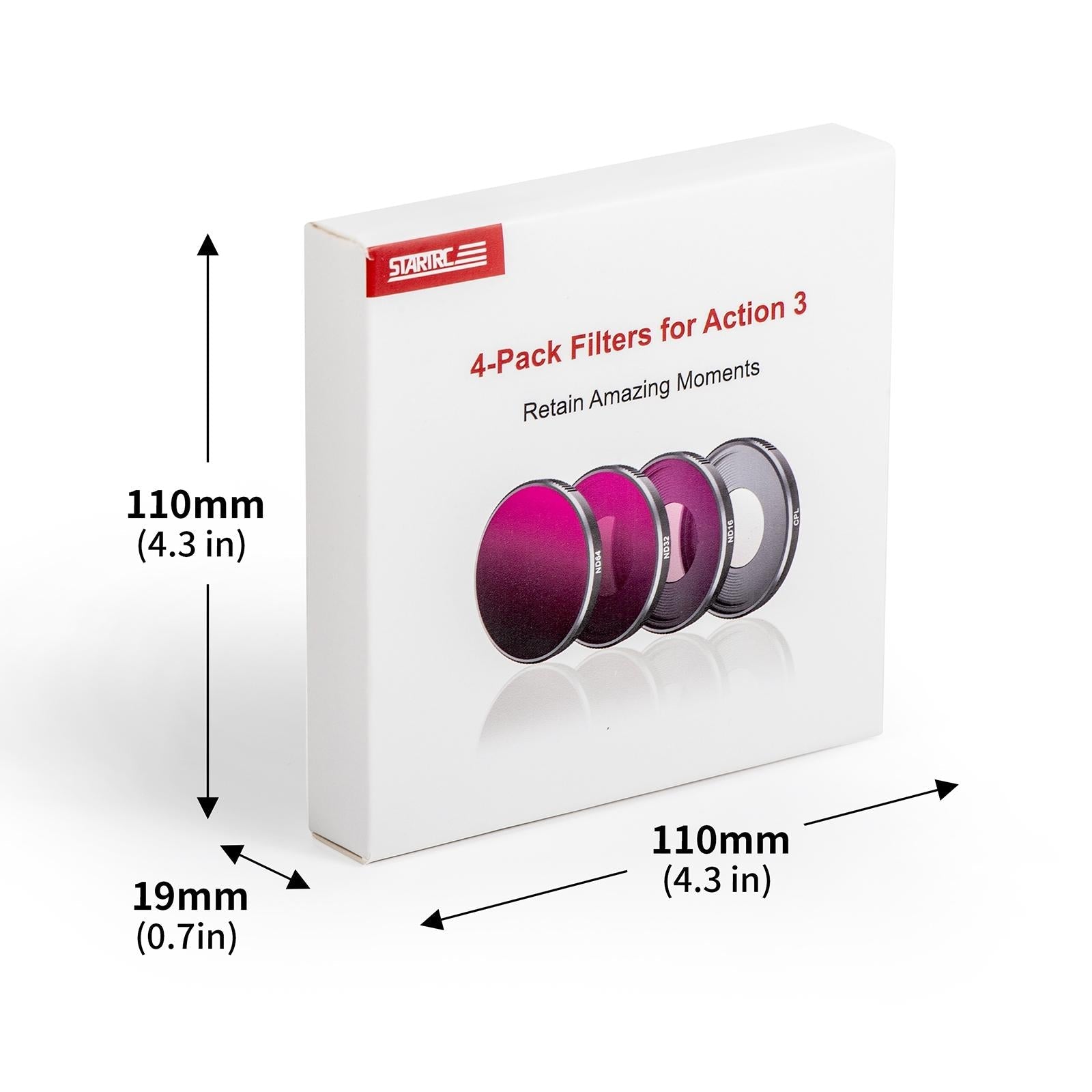 4-in-1 Lens Filter for Dji Action 3 Nd16 Nd32 Nd64 Cpl 7
