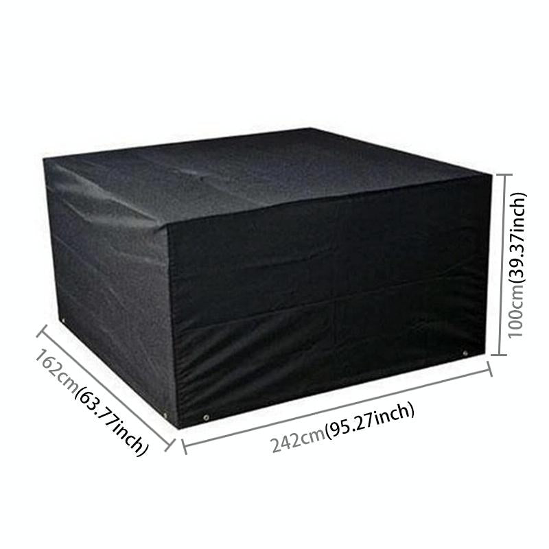 Outdoor Furniture Set Cover - Waterproof Anti-uv Dust-proof - 210d Oxford Cloth - 242x162x100cm - Black 3