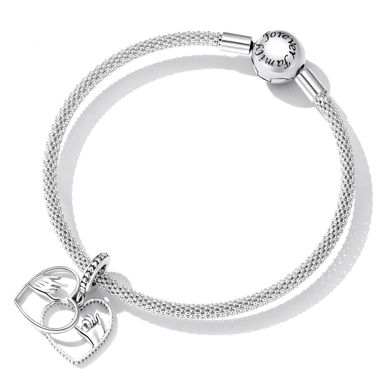 925 Sterling Silver Hand In Hand Heart Pendant For Diy Bracelets & Necklaces 7