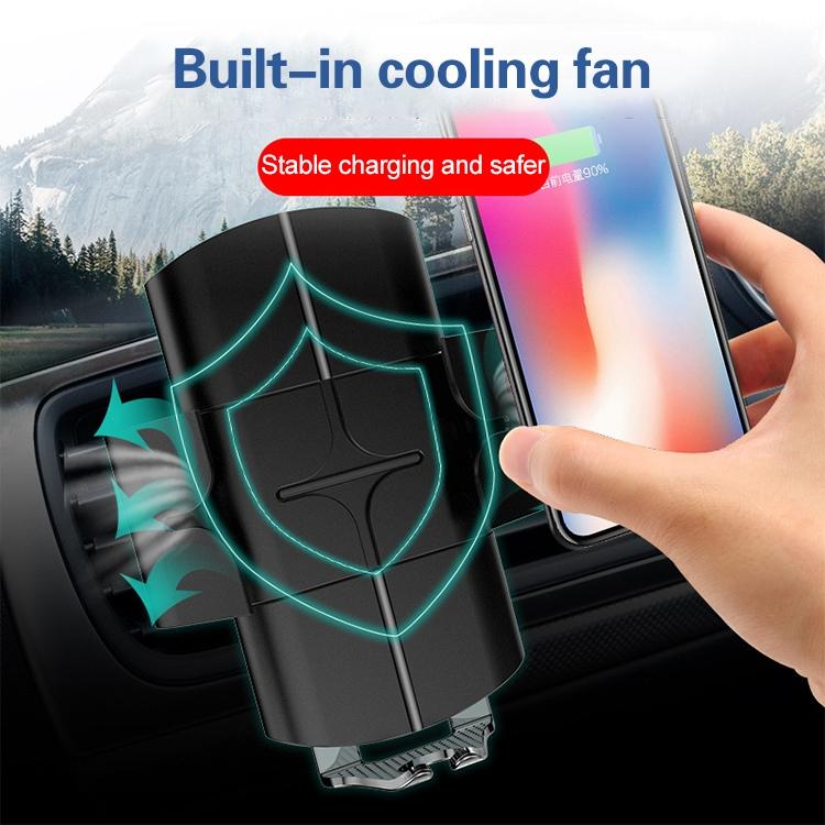 Wireless 10w Fast Charge Car Phone Holder with Voice Broadcast - Automatic 5