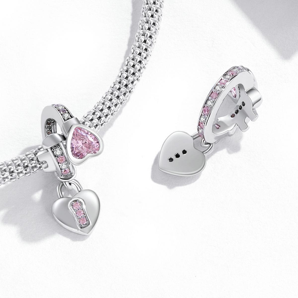 925 Sterling Silver Heart Lock Pendant For Diy Bracelets & Necklaces 6