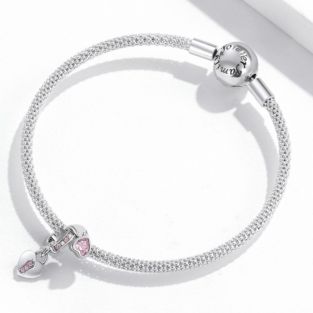 925 Sterling Silver Heart Lock Pendant For Diy Bracelets & Necklaces 7