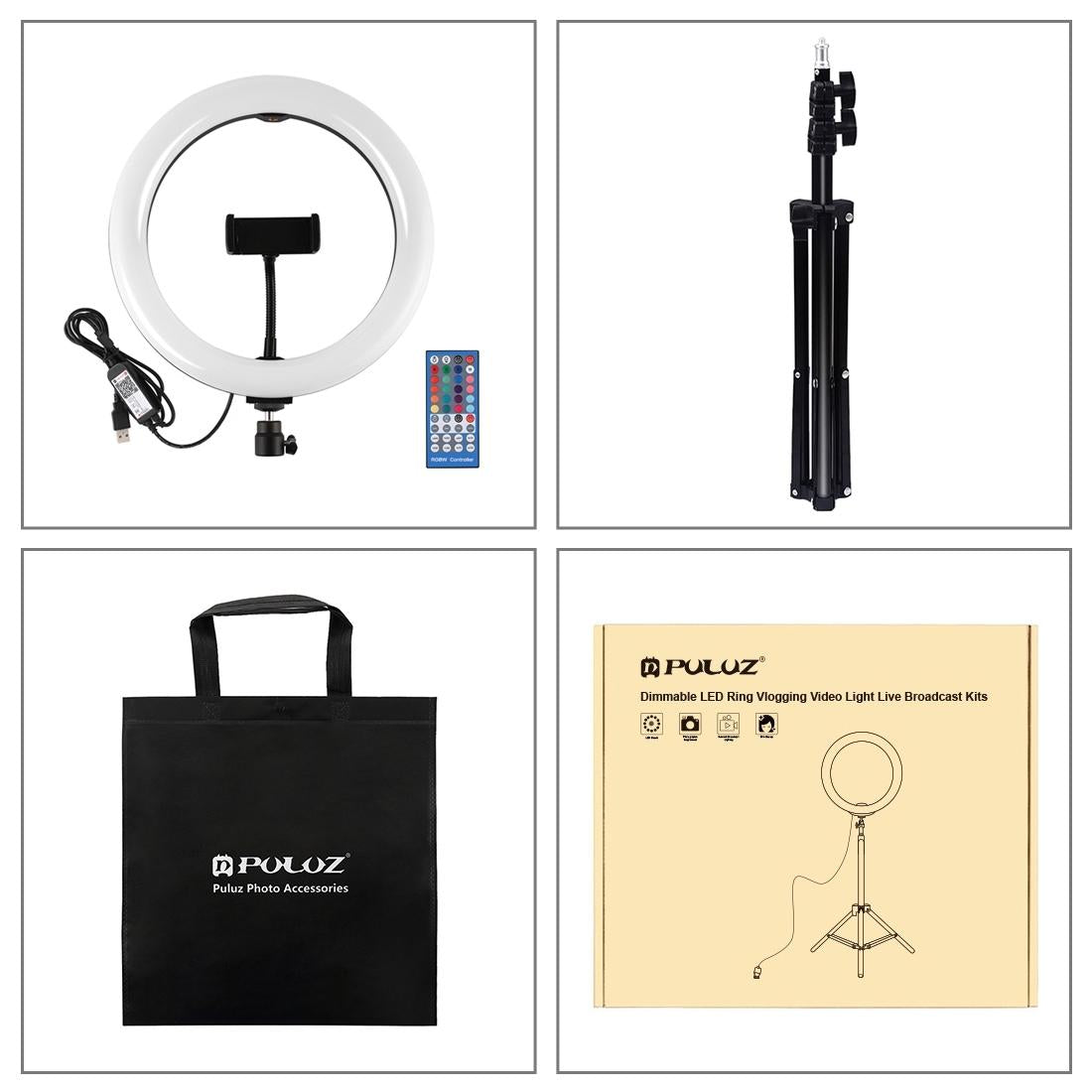 10.2 Rgbw Led Ring Light Kit with 1.1m Tripod Remote Ball Head and Phone Clamp 5