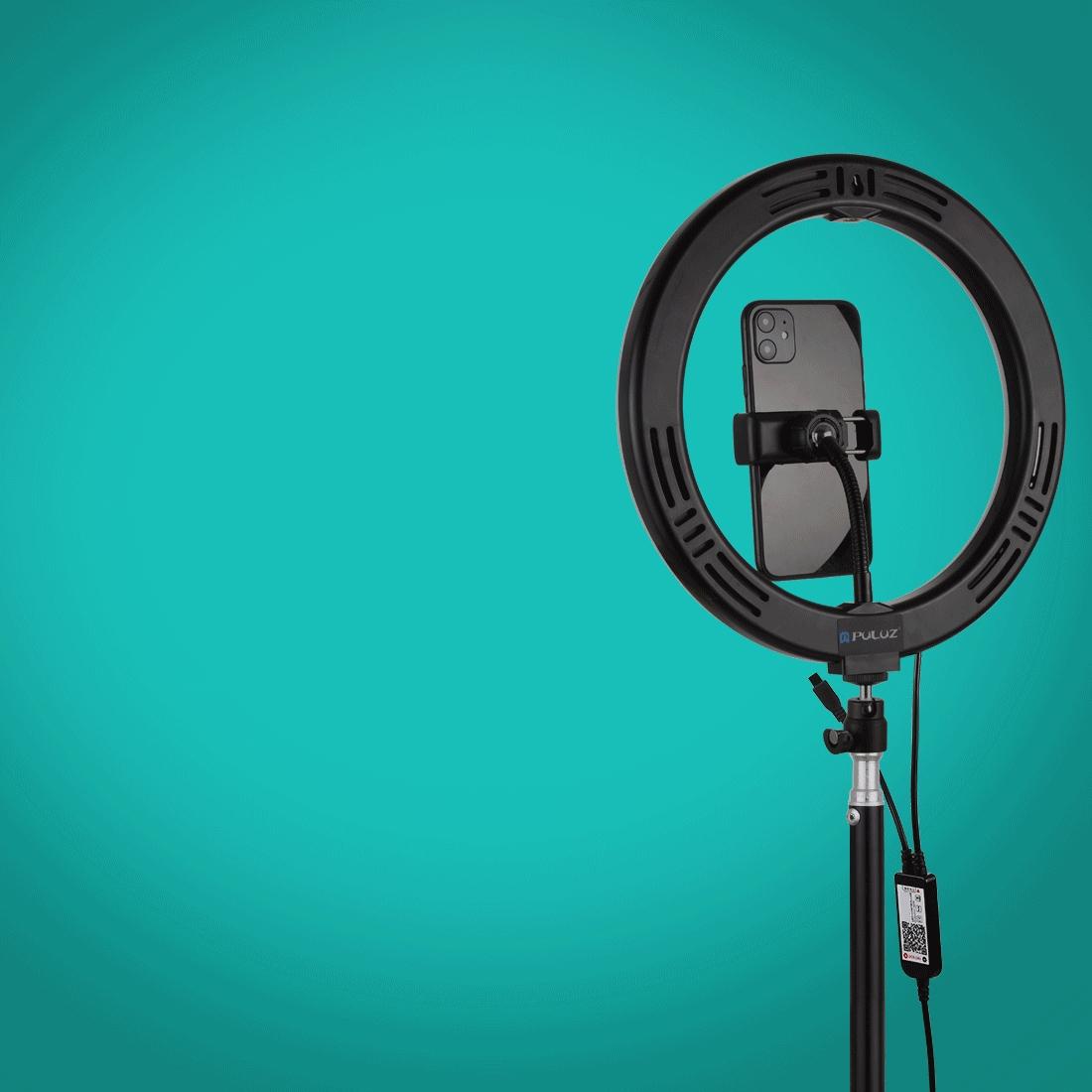 10.2 Rgbw Led Ring Light Kit with 1.1m Tripod Remote Ball Head and Phone Clamp 11