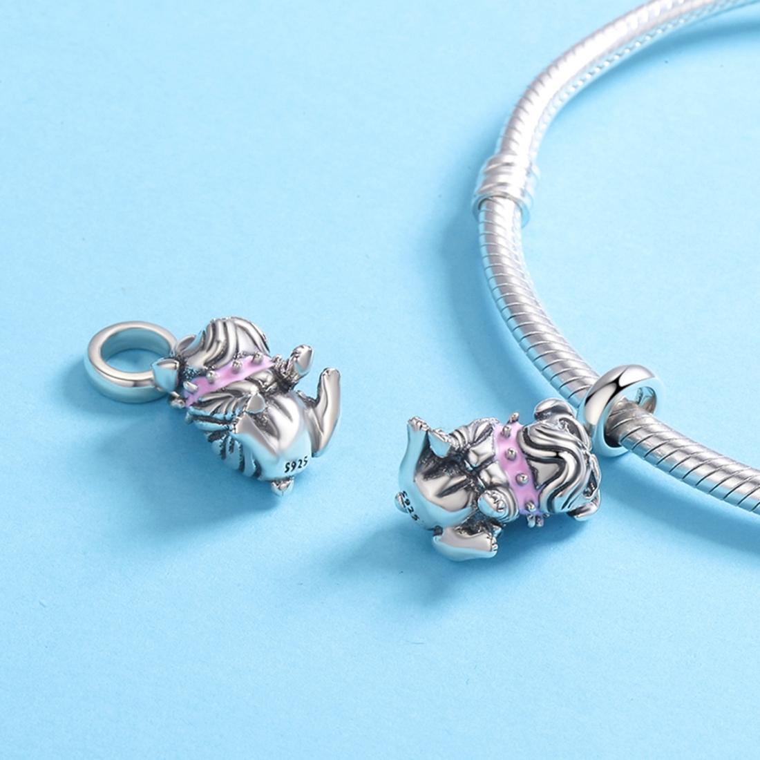 925 Sterling Silver Bulldog Beaded Charm Bracelet 6