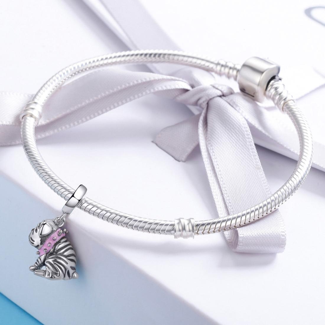 925 Sterling Silver Bulldog Beaded Charm Bracelet 7