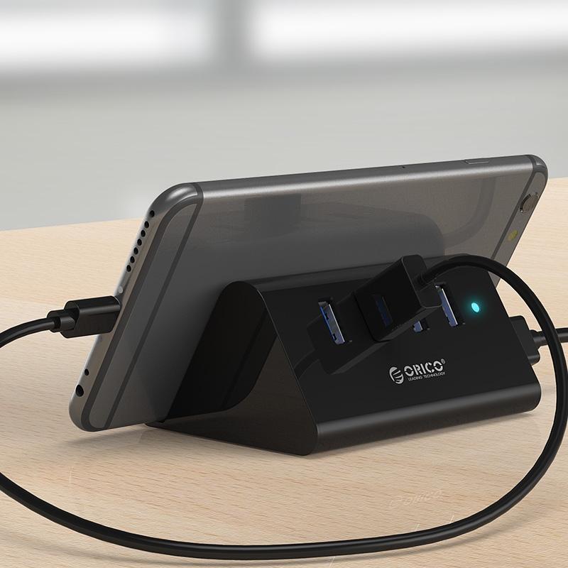 Desktop Usb 3.0 Hub With Phone / Tablet Holder & Led Indicator 4