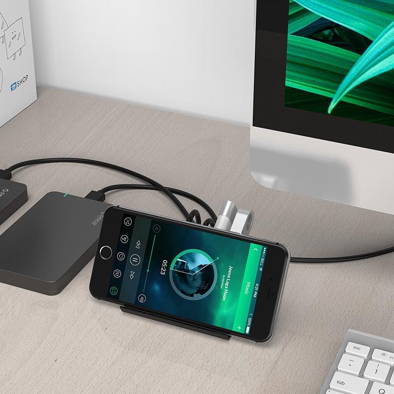 Desktop Usb 3.0 Hub With Phone / Tablet Holder & Led Indicator 6