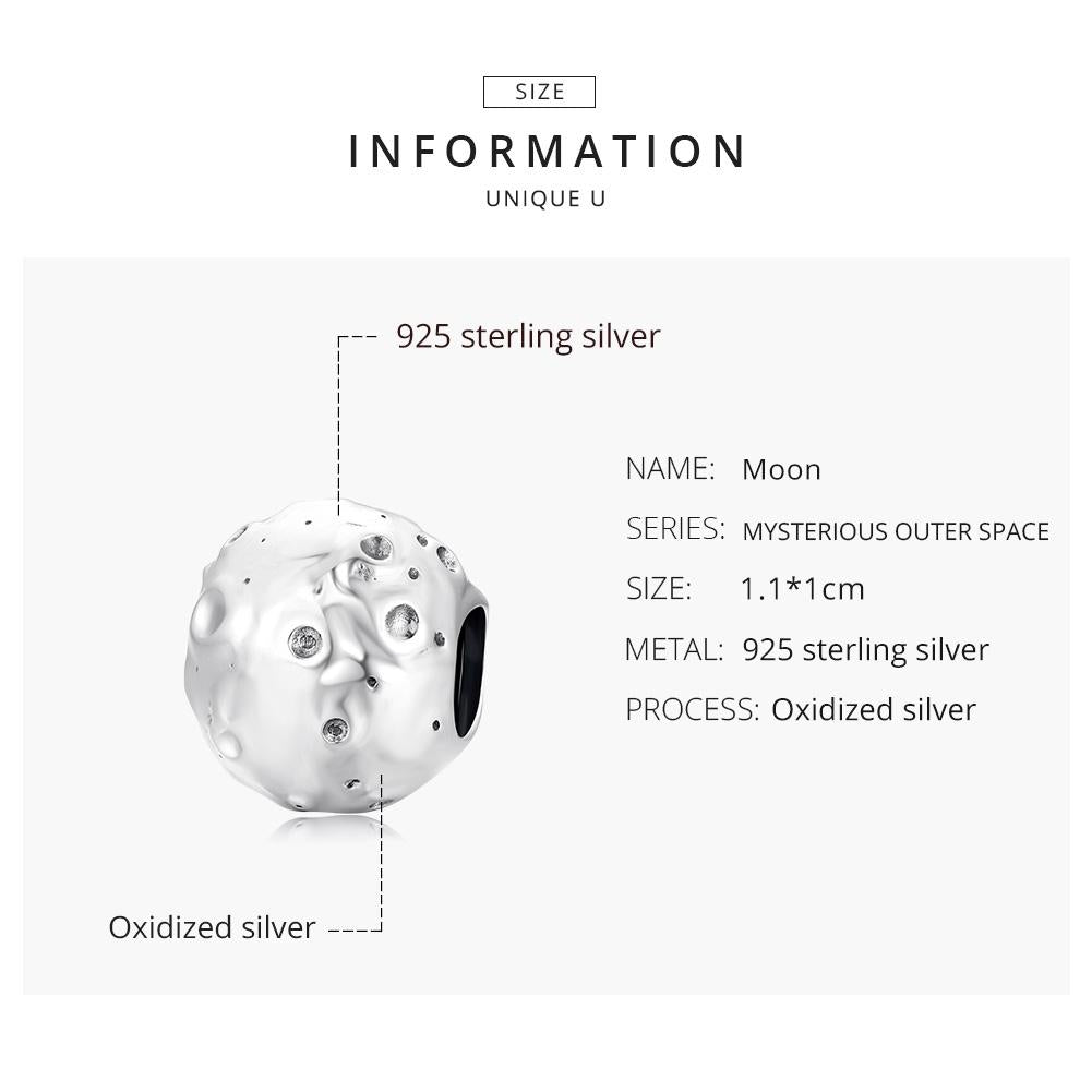 925 Sterling Silver Moon Beads For Diy Bracelets & Necklaces 4