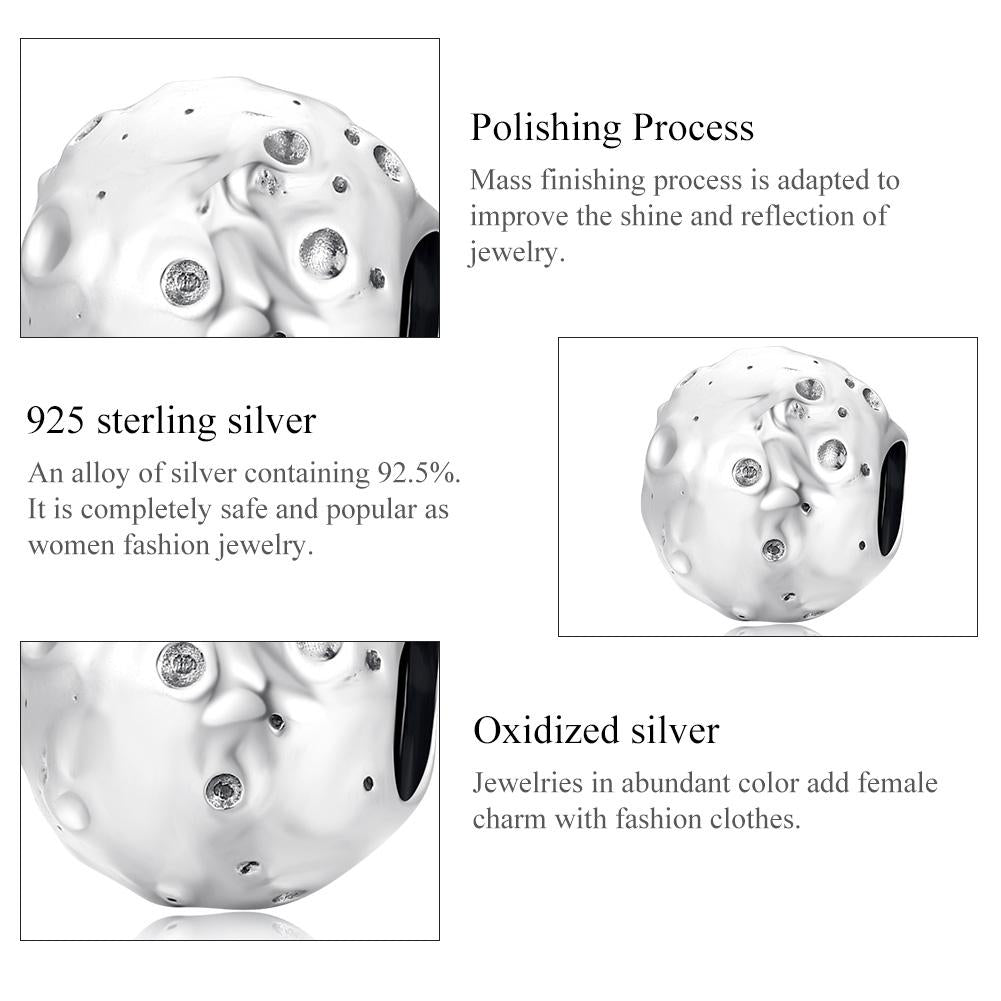 925 Sterling Silver Moon Beads For Diy Bracelets & Necklaces 5