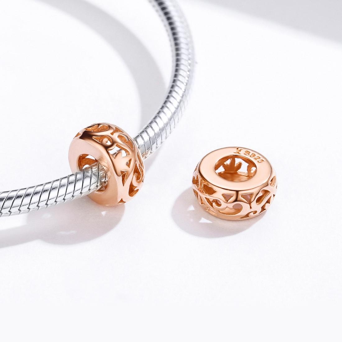 925 Sterling Silver Rose Gold Hollow Beads For Diy Bracelets 5