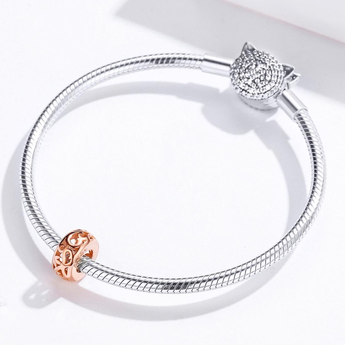 925 Sterling Silver Rose Gold Hollow Beads For Diy Bracelets 6