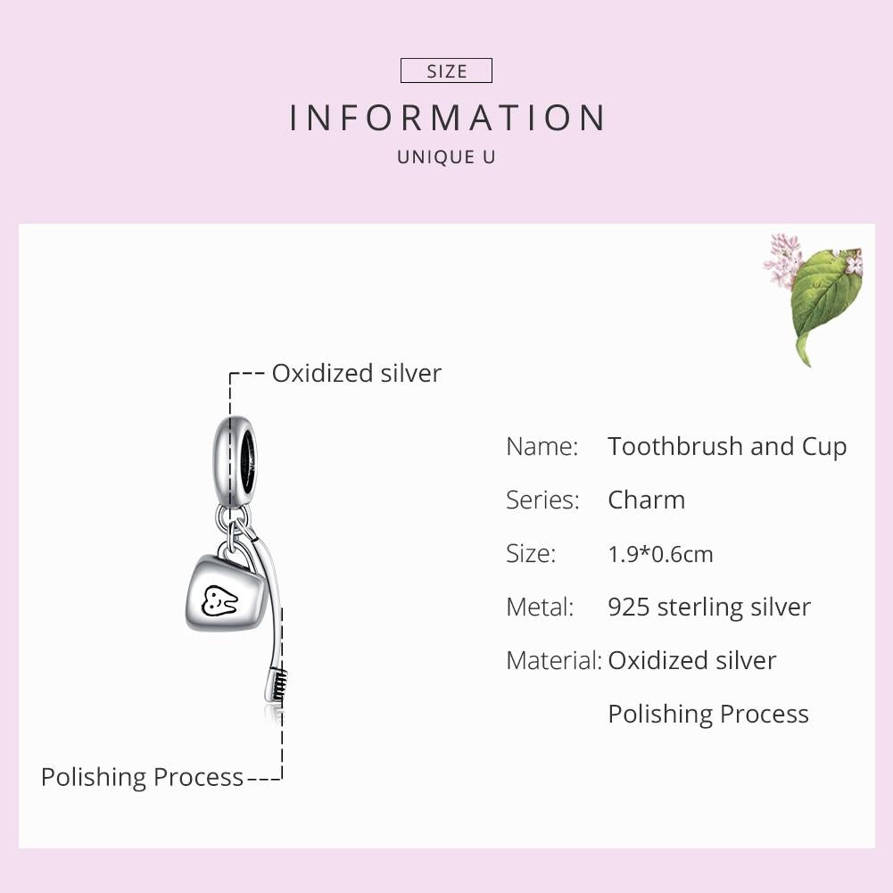 925 Sterling Silver Diy Toothbrush Cup Pendant 5