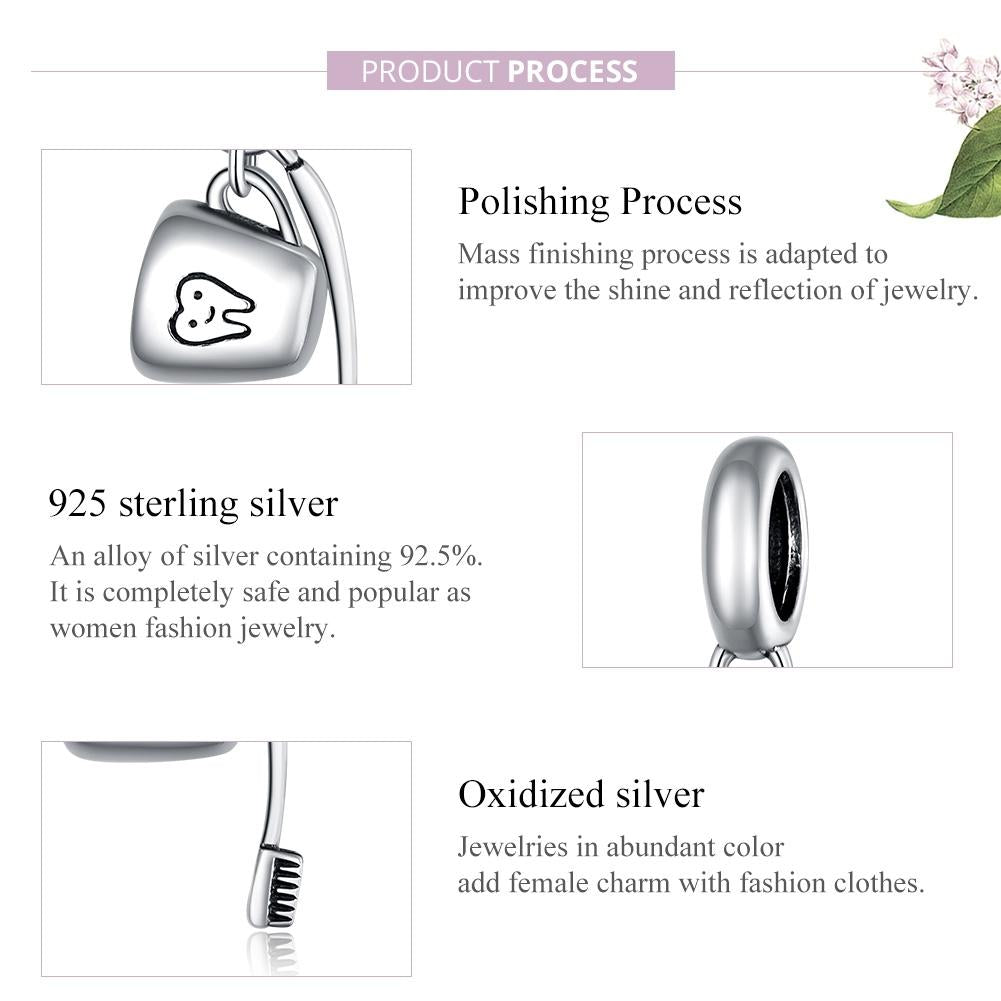 925 Sterling Silver Diy Toothbrush Cup Pendant 6